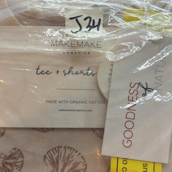 NWT,MakeMake Organics,Baby Toddler Tee+ Shorts Set, Seashells, 12-18Months - Picture 5 of 5